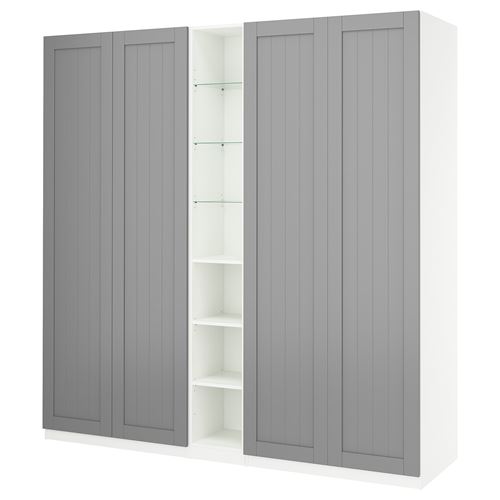 IKEA - PAX/GULLABERG, PAX wardrobe, white/grey, 235x60x236 cm