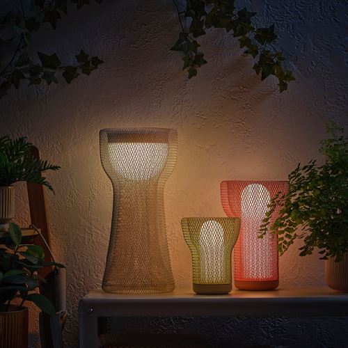 IKEA - SOLVINDEN, LED solar-powered floor lamp, beige, 39 cm