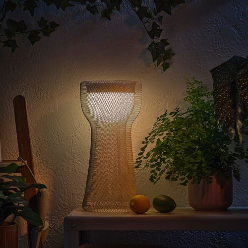 IKEA - SOLVINDEN, LED solar-powered floor lamp, beige, 39 cm