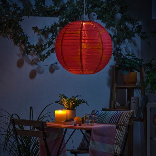 IKEA - SOLVINDEN, LED solar-powered lighting, pink/orange, 160 cm