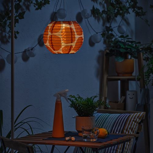 IKEA - SOLVINDEN, LED solar-powered lighting, orange/white, 22 cm