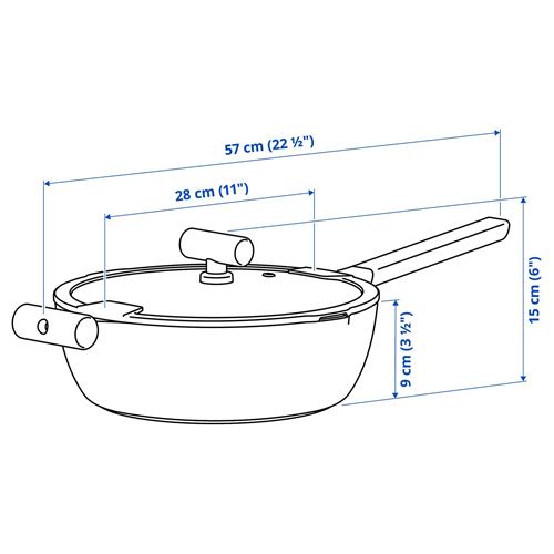 IKEA - KLIPPFISK, tencere, yapışmaz kaplama-ahşap-gri turkuaz, 28 cm
