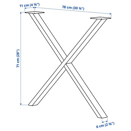 IKEA - SKALSTA, dining table leg, X-shaped black-grey, 70 cm