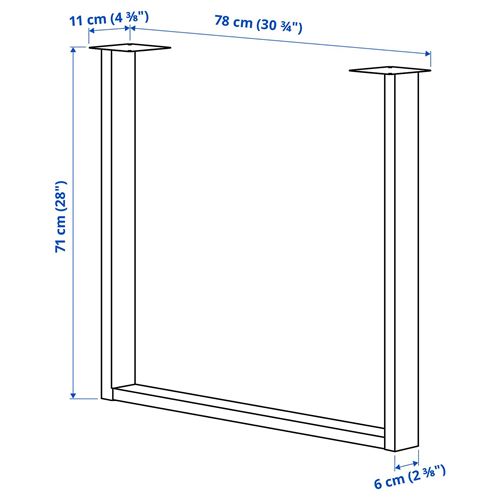 IKEA - SKALSTA, dining table leg, U-shaped black-grey, 70 cm