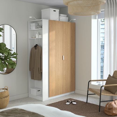IKEA - PAX/STORKLINTA, PAX wardrobe, white-oak look, 120x60x201 cm