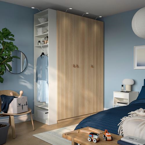 IKEA - PAX/FORSAND, PAX wardrobe, white-white stained oak effect, 170x60x236 cm