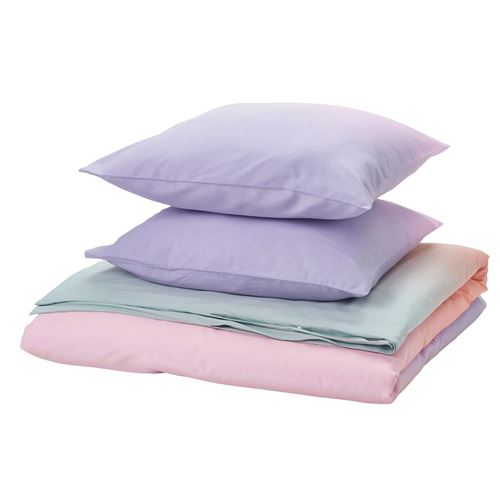 IKEA - FLADERBUSKE, double quilt cover and 2 pillowcases, multicolour, 240x220/50x60 cm