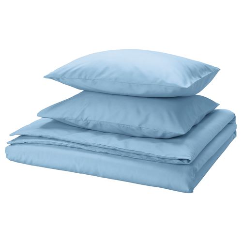 IKEA - PILTANDVINGE, double quilt cover and 2 pillowcases, light blue, 240x220/50x60 cm