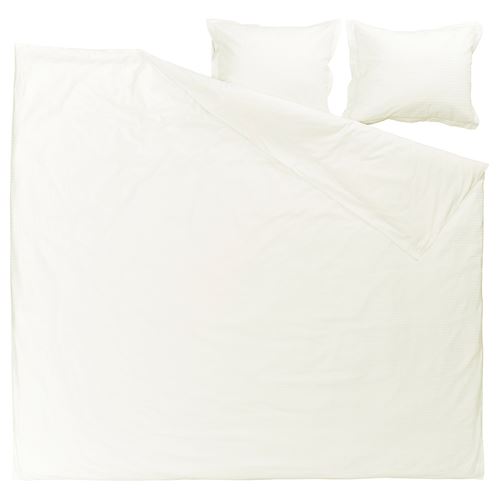 IKEA - LUKTVICKER, double quilt cover and 2 pillowcases, white, 240x220/50x60 cm