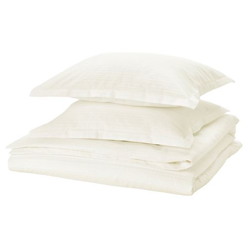 IKEA - LUKTVICKER, double quilt cover and 2 pillowcases, white, 240x220/50x60 cm