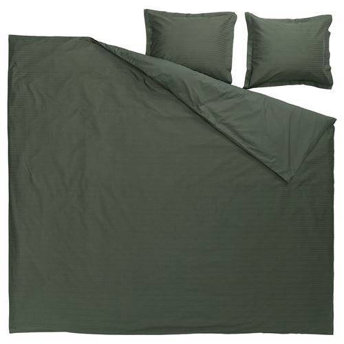 IKEA - LUKTVICKER, çift kişilik nevresim seti, koyu yeşil, 240x220/50x60 cm