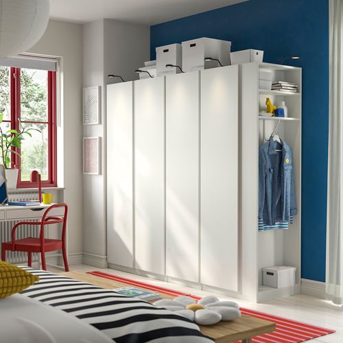 IKEA - PAX/VIKANES, PAX wardrobe, white, 220x60x201 cm