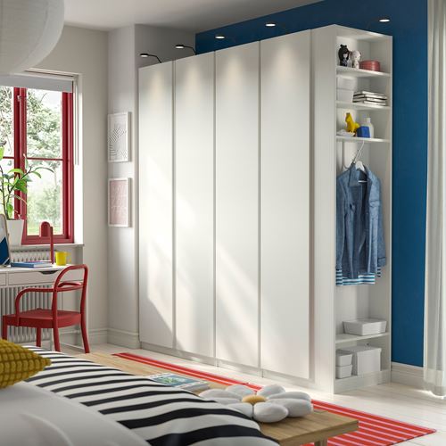 IKEA - PAX/VIKANES, PAX wardrobe, white, 220x60x236 cm