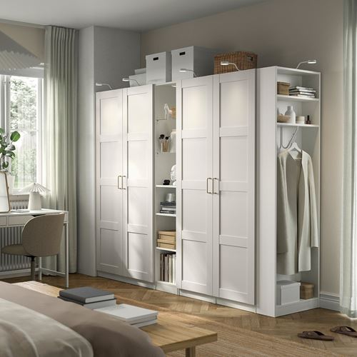 IKEA - PAX/BERGSBO, PAX wardrobe, white, 255x60x201 cm