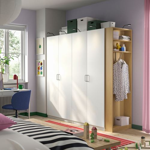 IKEA - PAX/FORSAND, PAX gardırop, beyaz-meşe görünümlü, 220x60x201 cm