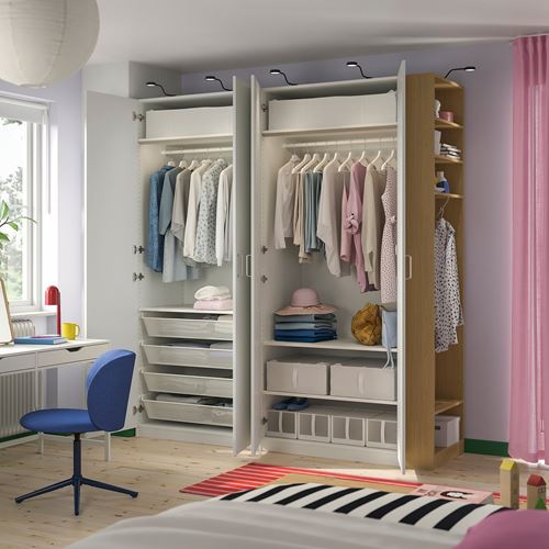 IKEA - PAX/FORSAND, PAX gardırop, beyaz-meşe görünümlü, 220x60x236 cm