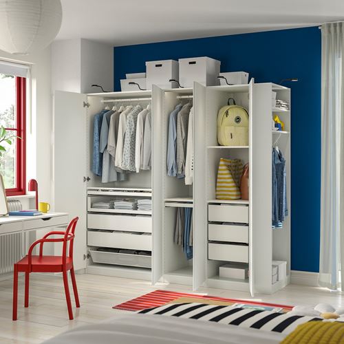 IKEA - PAX/VIKANES, PAX wardrobe, white, 220x60x201 cm