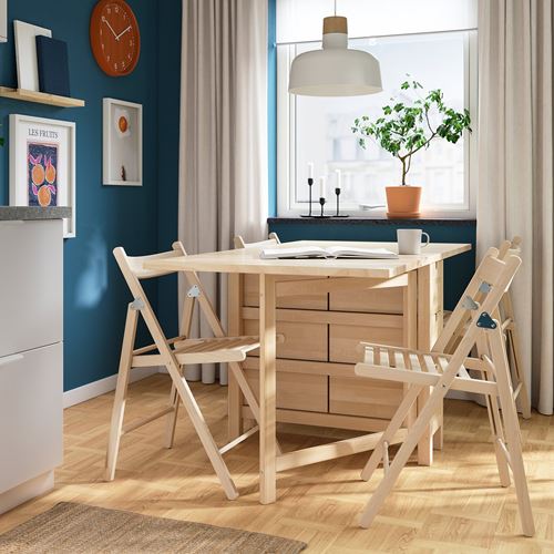 IKEA - NORDEN/FRÖSVI, mutfak masası takımı, huş-kayın, 4 sandalyeli