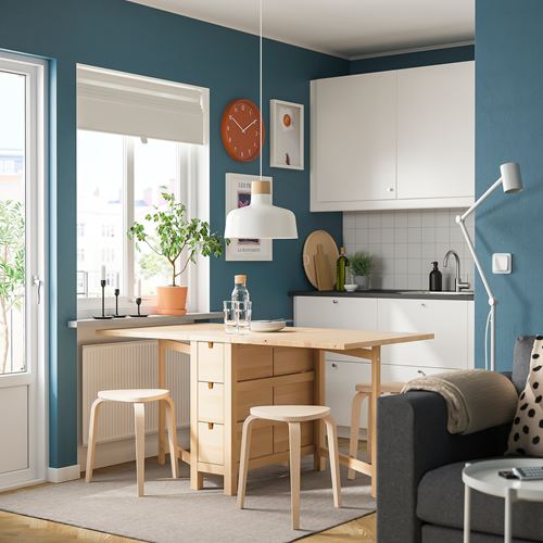 IKEA - NORDEN/KYRRE, mutfak masası takımı, huş, 4 tabureli