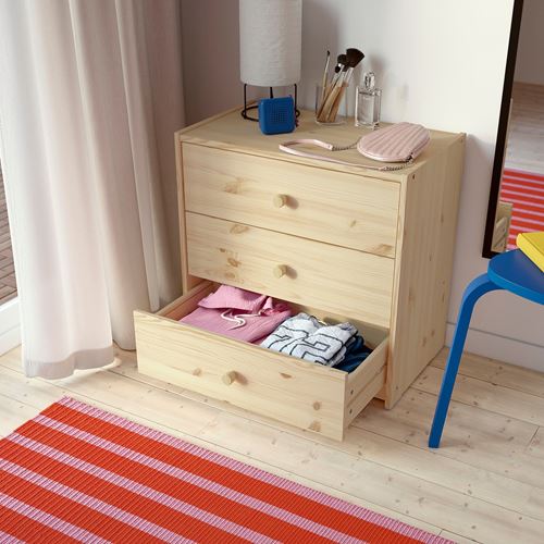 IKEA - RAST, 3 çekmeceli şifonyer, çam, 60x59 cm