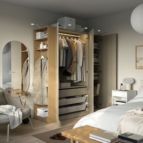 IKEA - PAX/FORSAND, PAX gardırop, gri-bej-meşe görünümlü, 170x60x201 cm