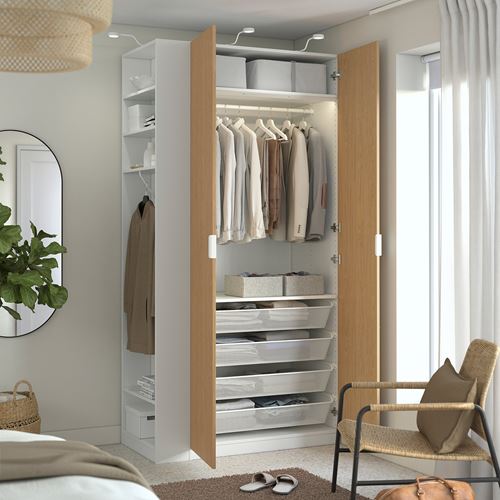 IKEA - PAX/STORKLINTA, PAX wardrobe, white-oak look, 120x60x236 cm