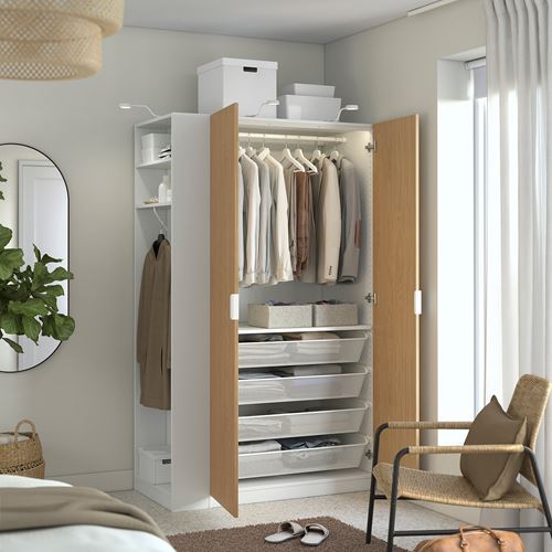 IKEA - PAX/STORKLINTA, PAX wardrobe, white-oak look, 120x60x201 cm