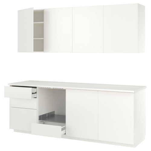 IKEA - METOD, kitchen storage combination, VEDDINGE white, 246x60x227 cm