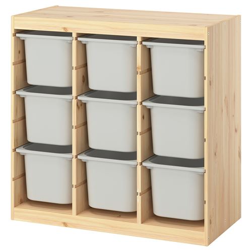 IKEA - TROFAST, storage-unit, pine/grey, 93x44x91 cm