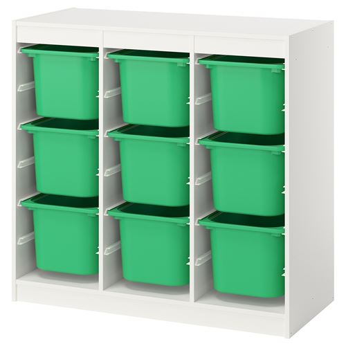IKEA - TROFAST, storage-unit, white-bright green, 99x44x94 cm