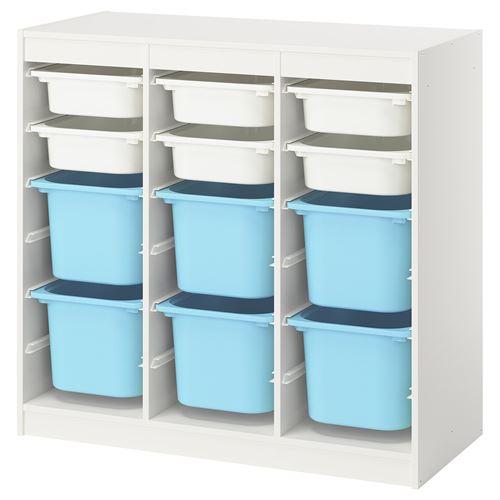 IKEA - TROFAST, storage-unit, white-light blue, 99x44x94 cm