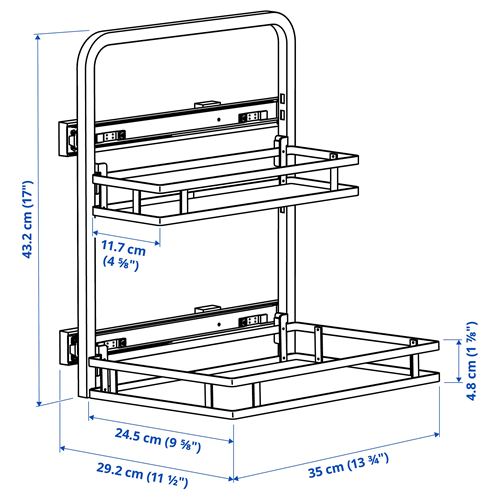 IKEA - UTRUSTA, eviye altı düzenleyici, koyu gri, 29x35x43 cm