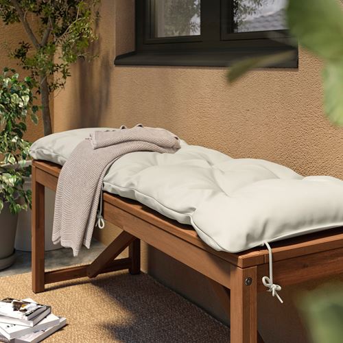 IKEA - KUDDARNA, outdoor seat pad for sofa bench, light grey/beige, 120x40 cm