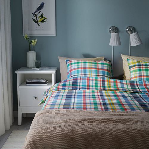 IKEA - HÖSTGENTIANA, double quilt cover and 2 pillowcases, multicolour, 240x220/50x60 cm