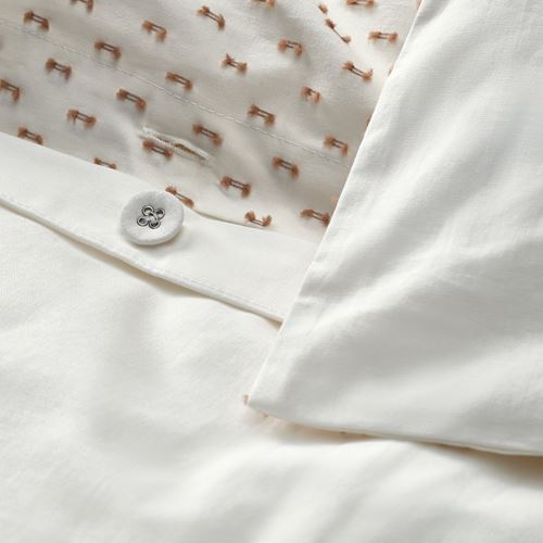 IKEA - BANDKNIPPE, double quilt cover and 2 pillowcases, white-beige, 240x220/50x60 cm