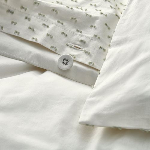 IKEA - BANDKNIPPE, single duvet cover sets, white/green, 150x200/50x60 cm