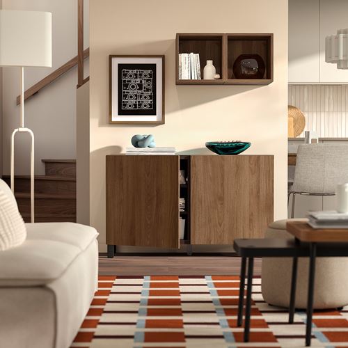 IKEA - BESTA, dolap kombinasyonu, venge-ceviz görünüm, 120x42x74 cm