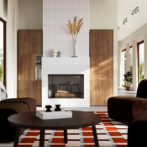 IKEA - BESTA, dolap kombinasyonu, beyaz-ceviz görünüm, 120x42x193 cm