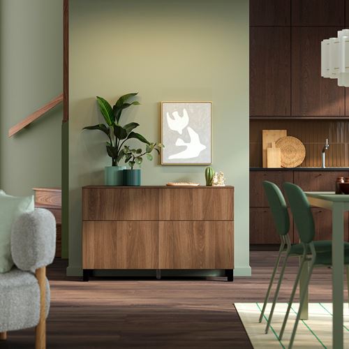 IKEA - BESTA, dolap kombinasyonu, venge-ceviz görünüm, 120x42x75 cm