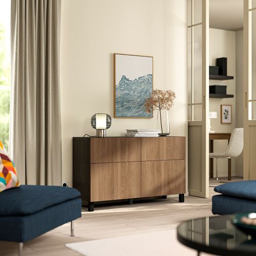 IKEA - BESTA, dolap kombinasyonu, venge-ceviz görünüm, 120x42x74 cm