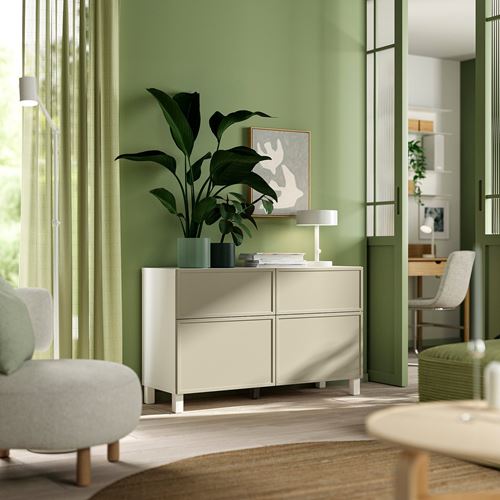 IKEA - BESTA, dolap kombinasyonu, bej-beyaz, 120x42x74 cm