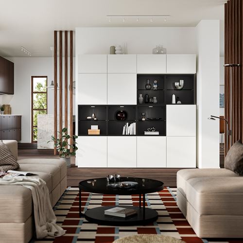 IKEA - BESTA, storage combination, black-brown-white, 240x42x231 cm