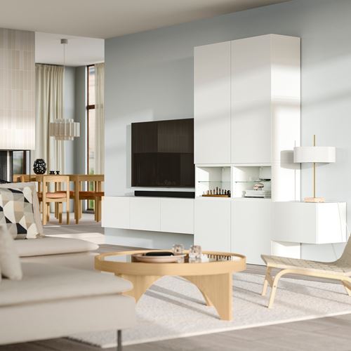 IKEA - BESTA, tv storage unit, white, 360x42x231 cm