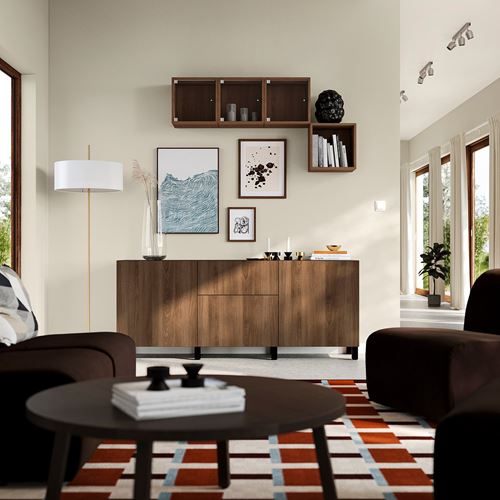 IKEA - BESTA, dolap kombinasyonu, venge-ceviz görünüm, 180x42x74 cm