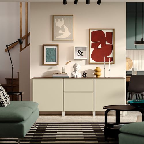 IKEA - BESTA, dolap kombinasyonu, beyaz-bej, 180x42x75 cm