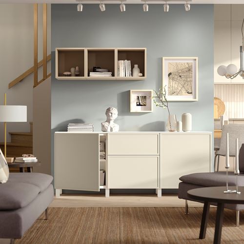 IKEA - BESTA, dolap kombinasyonu, beyaz-bej, 180x42x75 cm
