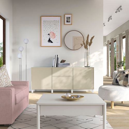 IKEA - BESTA, dolap kombinasyonu, bej-beyaz, 180x42x74 cm