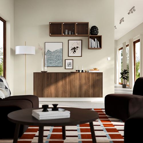 IKEA - BESTA, duvar dolabı, beyaz-ceviz görünüm, 180x42x65 cm