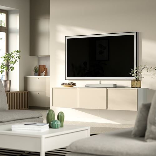 IKEA - BESTA, tv sehpası, beyaz-bej, 180x42x38 cm