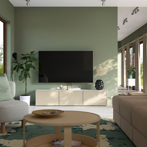 IKEA - BESTA, tv sehpası, beyaz-bej, 180x42x38 cm